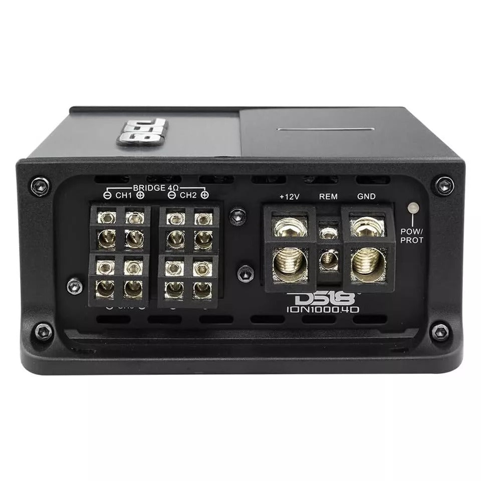 DS18 ION1000.4D 4-Channel 3000W Peak Full-Range Class-D Compact Car Amplifier