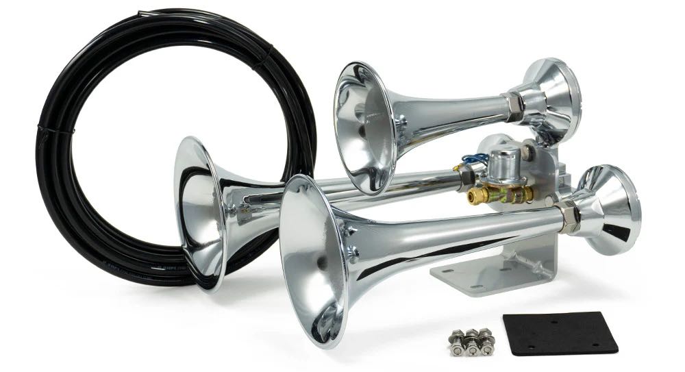 AGGRESSOR OMG TRAIN HORN Combo! (AH-300BLK Black 3 Trumpet Horn & AC-1.5MP 1.5 Gallon Compressor)