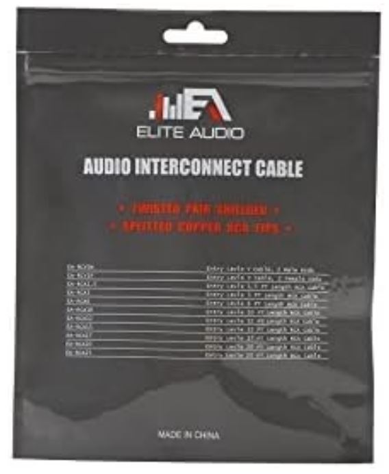 Elite Audio EA-RCA10 Standard 2-Ch RCA Cable - 10ft. Male to Male Twisted Wire Pair with Noise Reduction