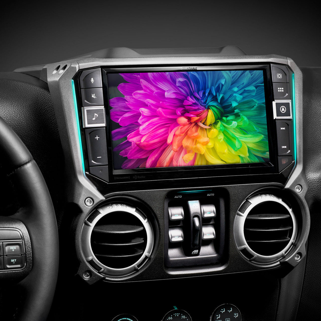 Alpine I509-WRA-JK Receiver w/ SPV-65RGB-CAN 6.5” Cage-Mounted Universal Weather-Resistant Coaxial RGB LED Speaker Pods