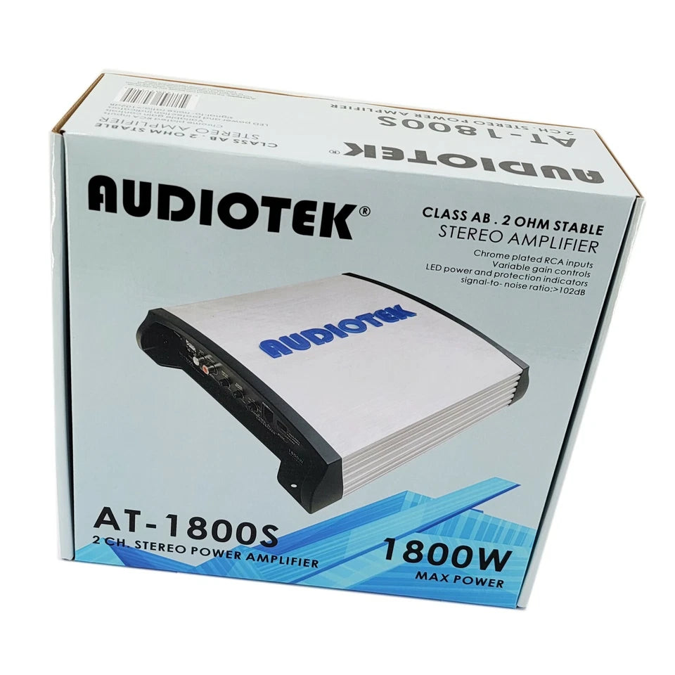 Audiotek AT-1800S Full Range1800 Watts MAX Power 2 Channel Stereo Car Amplifier