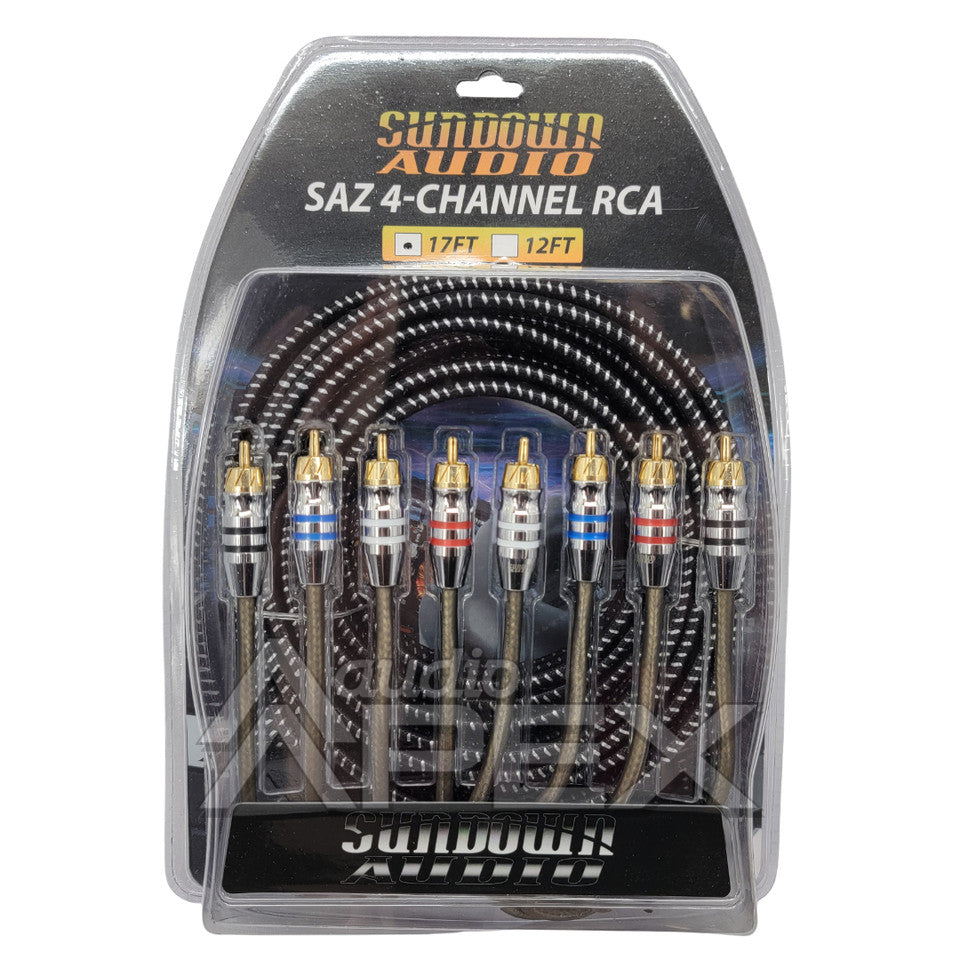 Sundown Audio 17 ft. 4 Channel High Quality RCA Interconnect Cables (SAZ Series)