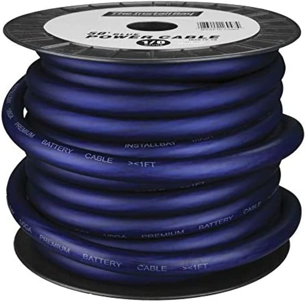 Install Bay Cca Value Line 1/0 Gauge Power Cable Blue - 50 Foot Coil