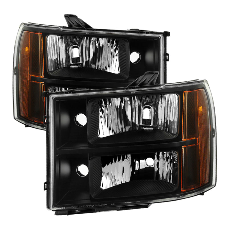 xTune GMC Sierra 07-13 Crystal Headlights Black HD-JH-GSIE07-AM-BK