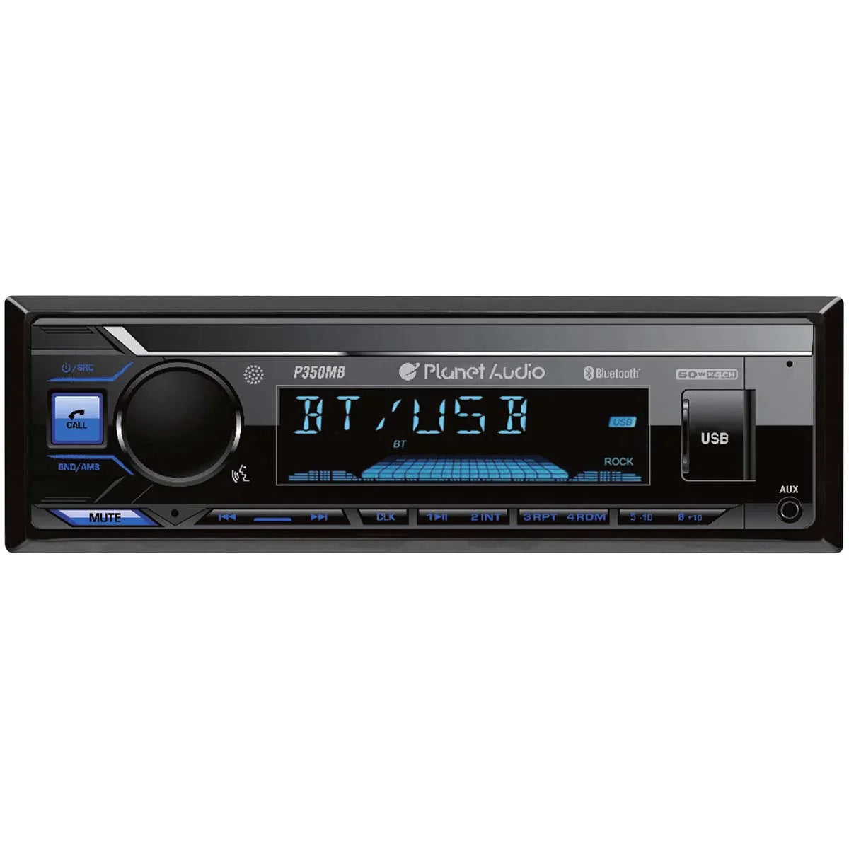 Planet Audio P350MB Car Audio Stereo System - Single Din, Bluetooth Audio and Calling Head Unit, MP3