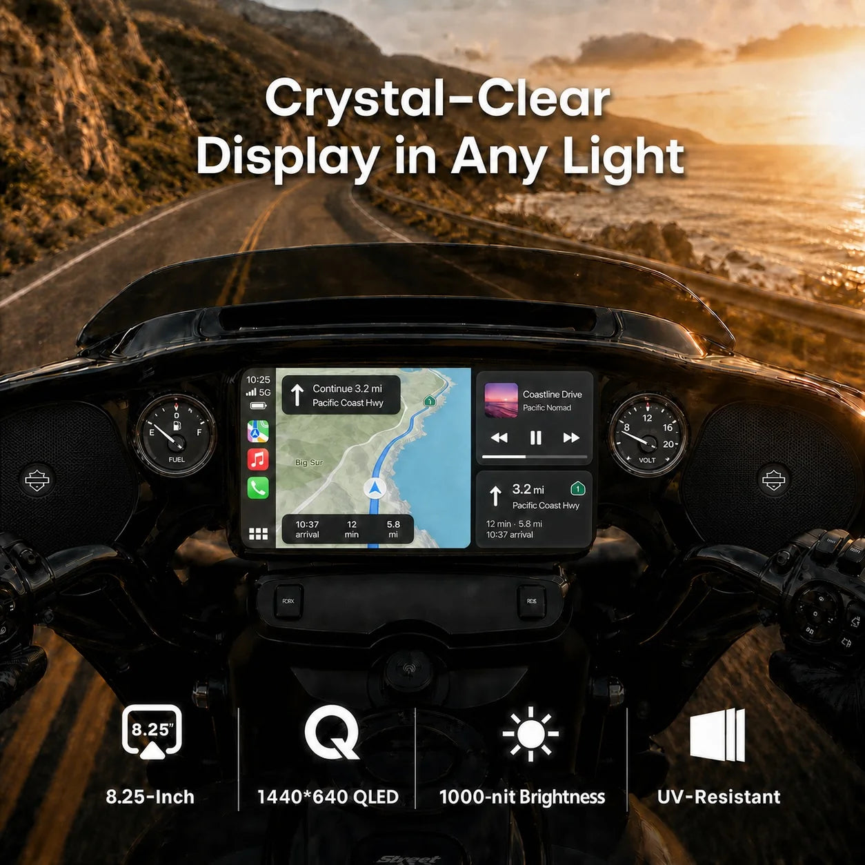 Vinland Rebel 8.25″ OEM-Fit Motorcycle Head Unit for 2014–2023 Harley-Davidson Touring Models