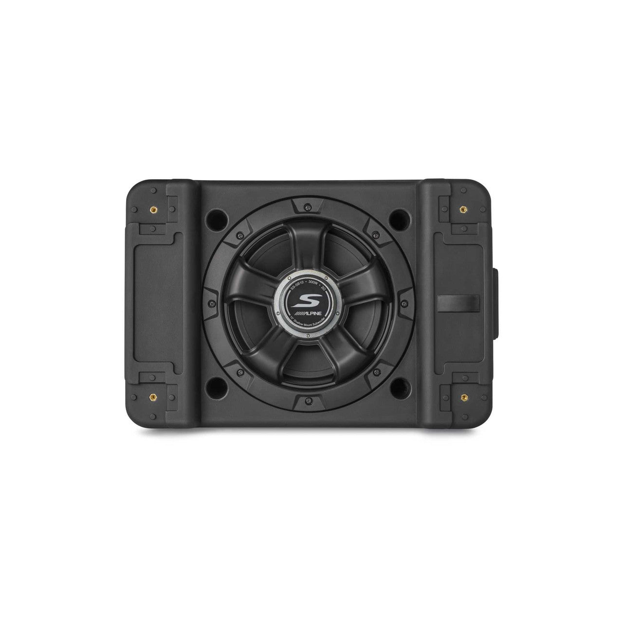 Alpine S2-A60M S-Series Class-D Amp Rux Knob & (2) SS-SB10 Single 10” S-Series Shallow Preloaded Subwoofer Enclosure