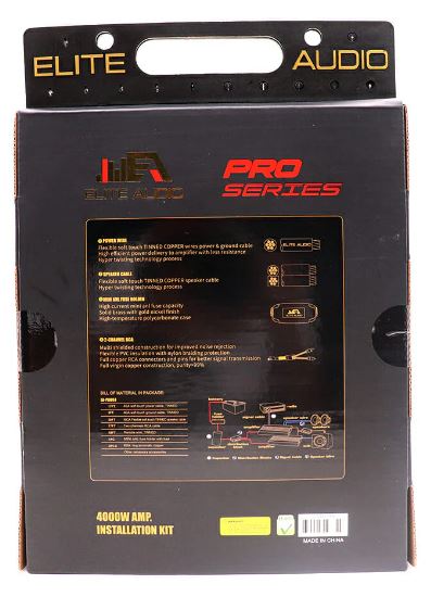 Elite Audio 4 Gauge Amp Kit Pro Series 100% OFC Copper True Gauge Complete Amplifier Wiring Kit