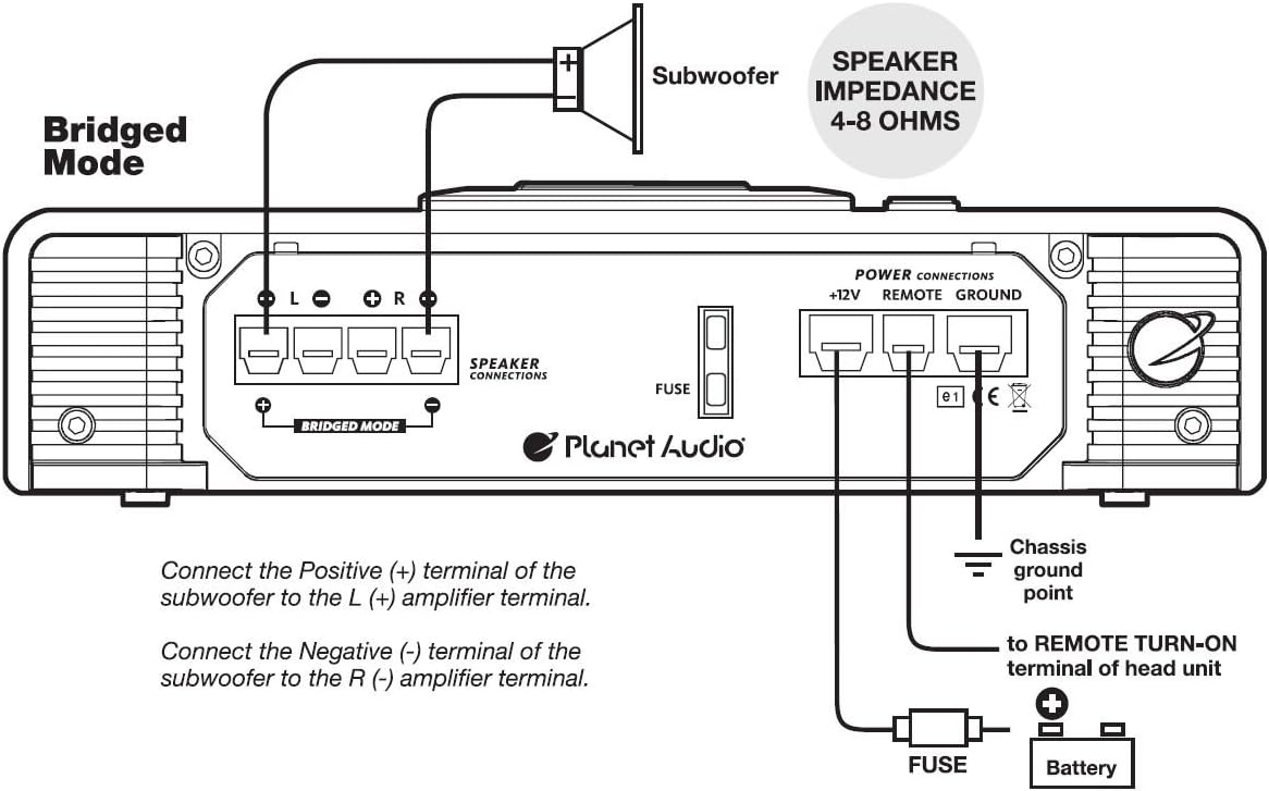 Planet Audio AC600.2 2 Channel Car Amplifier - 600 High Output, Full Range, Class A/B, 2 - 4 Ohm Stable, Mosfet Power Supply, Bridgeable