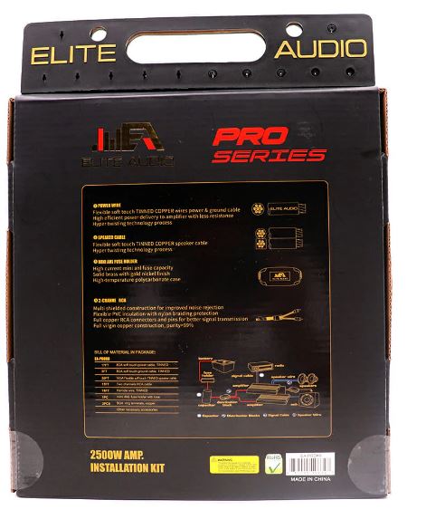 Elite Audio 8 Gauge Amp Kit Pro Series 100% OFC Copper True Gauge Complete Amplifier Wiring Kit