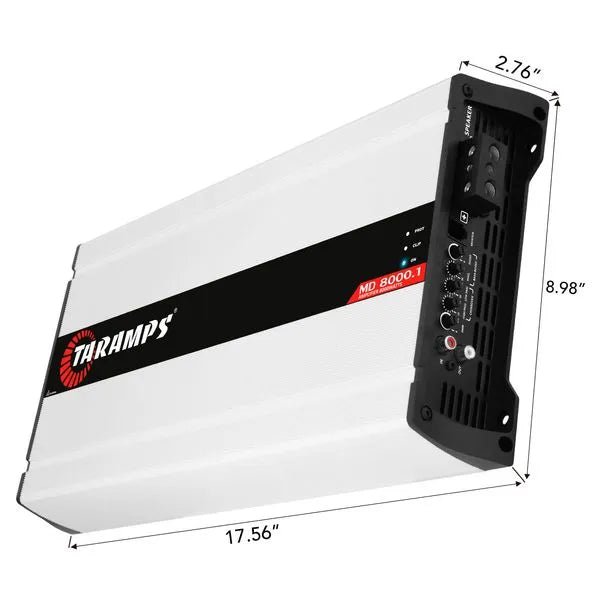 Taramps MD8000.1 8000W RMS Full Range Amplifier 1-Ohm 8000W RMS 1-Channel Monoblock 1-Ohm Car Amplifier