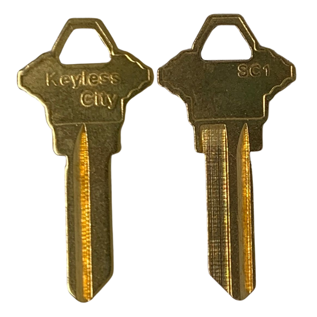 SC1 - Brass Finish Schlage Key Blank - Test Key Blade (AFTERMARKET)