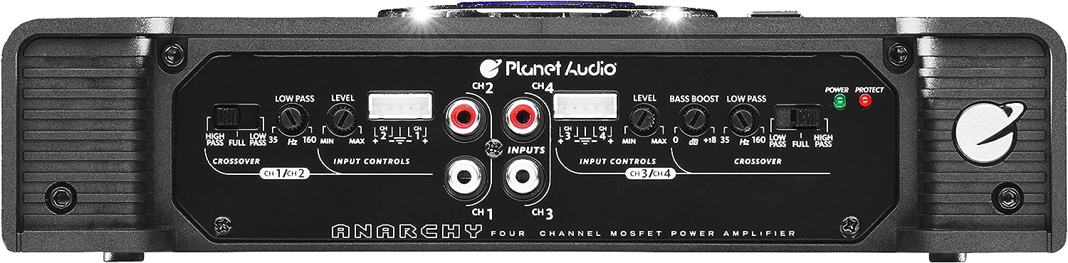 Planet Audio AC1200.4 4 Channel Car Amplifier - 1200 Watts, Full Range, Class A/B, 2-4 Ohm Stable, Mosfet Power Supply, Bridgeable