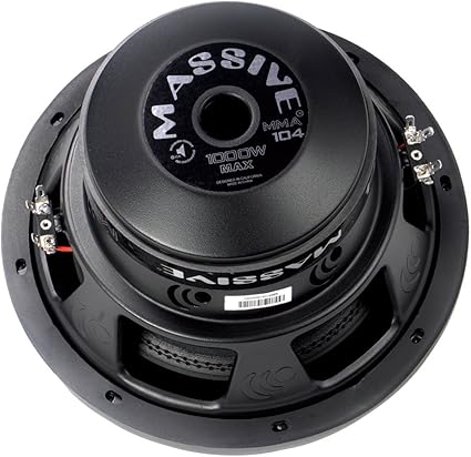 Massive Audio MMA104 MMA Series. 10 Inch, 1000 Watt, Dual 4 Ohm Car Subwoofer, 2.5 Inch Voice Coil. Sold Individually.