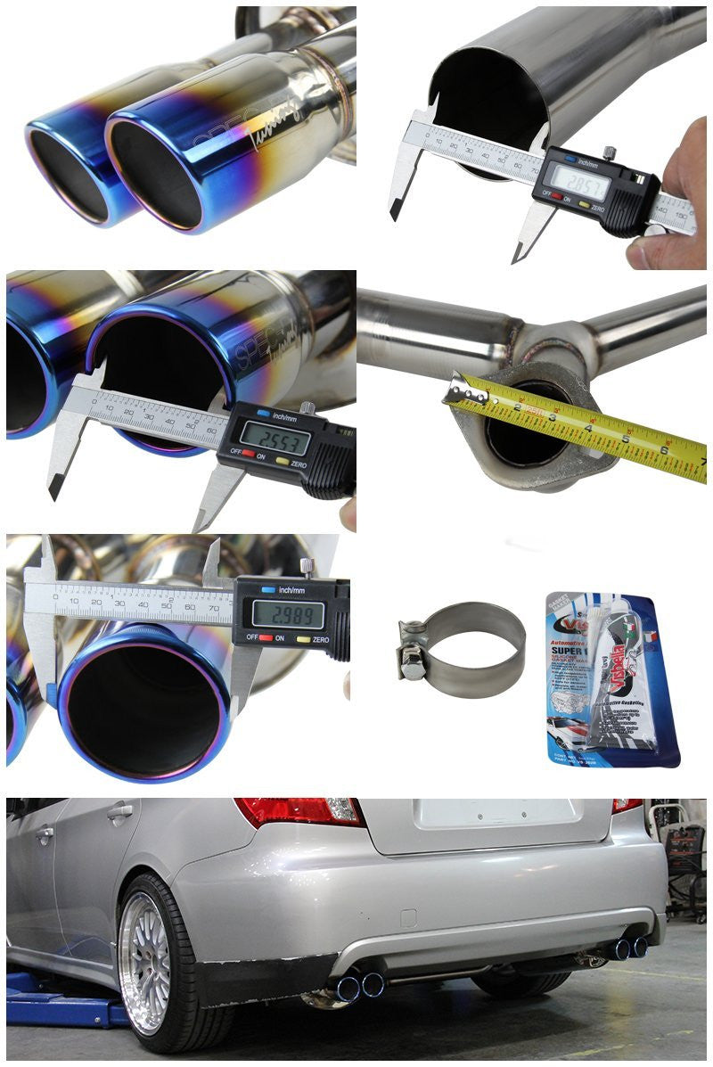 Spec-D 08-14 Subaru WRX STI Catback Exhaust Burnt Tips
