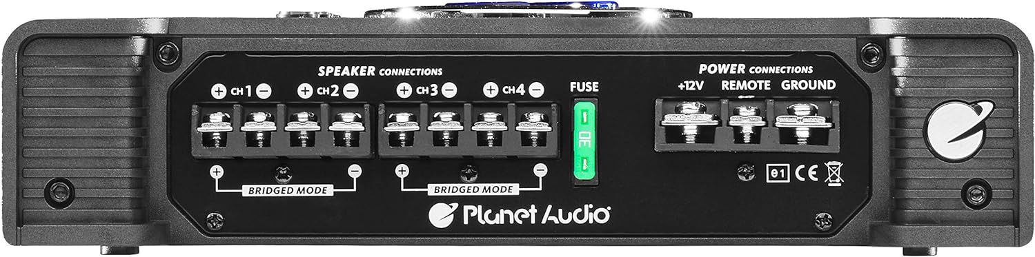 Planet Audio AC1200.4 4 Channel Car Amplifier - 1200 Watts, Full Range, Class A/B, 2-4 Ohm Stable, Mosfet Power Supply, Bridgeable