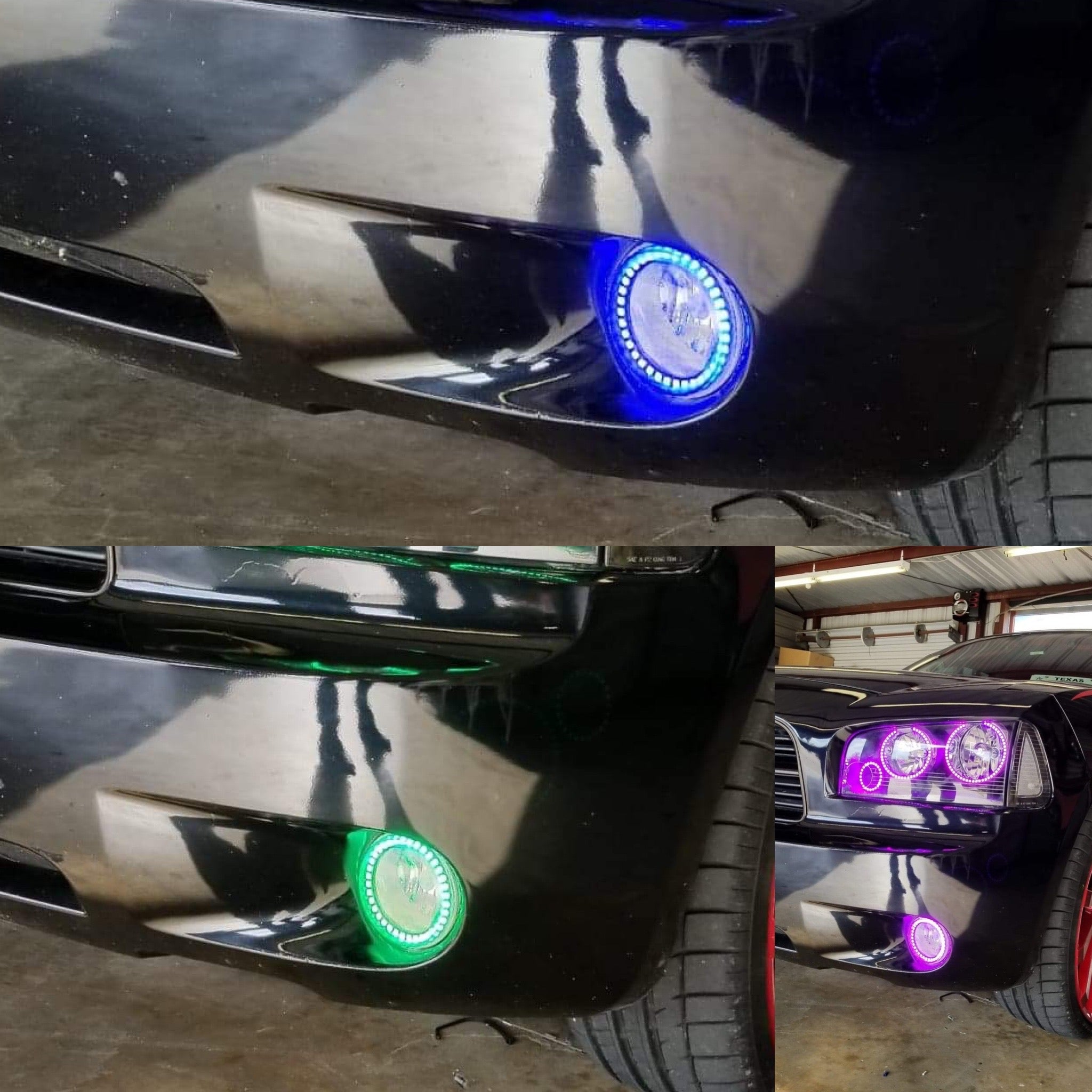 2005 - 2010 Dodge Charger Fog light Color Changing RGB Halo Ring Set