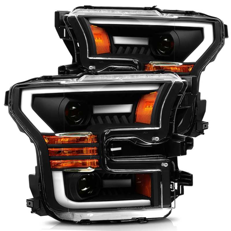 AlphaRex 15-17 Ford F150 PRO-Series Halogen Projector Headlights Black