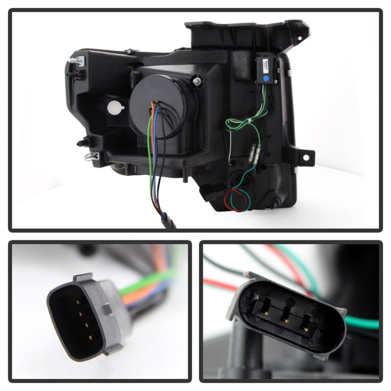 Spyder Ford F150 13-14 Projector Factory Xenon Model- Light Bar DRL Blk PRO-YD-FF15013-LBDRL-HID-BK