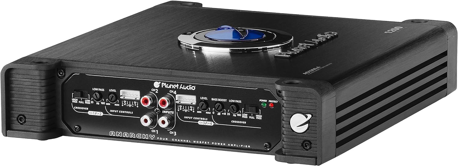 Planet Audio AC1200.4 4 Channel Car Amplifier - 1200 Watts, Full Range, Class A/B, 2-4 Ohm Stable, Mosfet Power Supply, Bridgeable