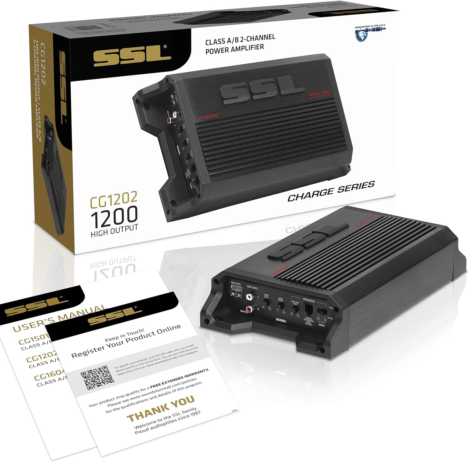 Sound Storm Laboratories CG1202 2 Channel Car Amplifier - 1200 Watts, Full Range, Class A/B, 2/4 Ohm Stable