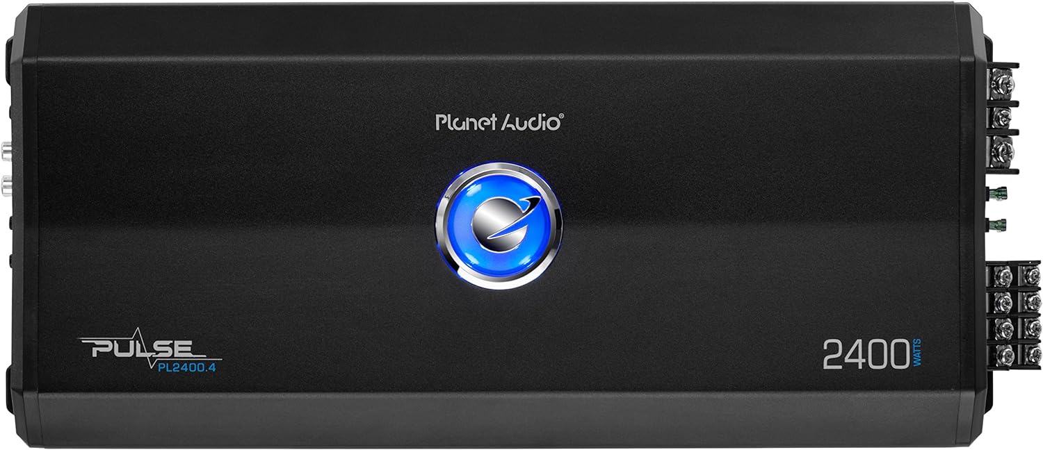 Planet Audio PL2400.4 4 Channel Car Amplifier - 2400 Watts, Full Range, Class A/B, 2/8 Ohm Stable, Mosfet Power Supply, Bridgeable