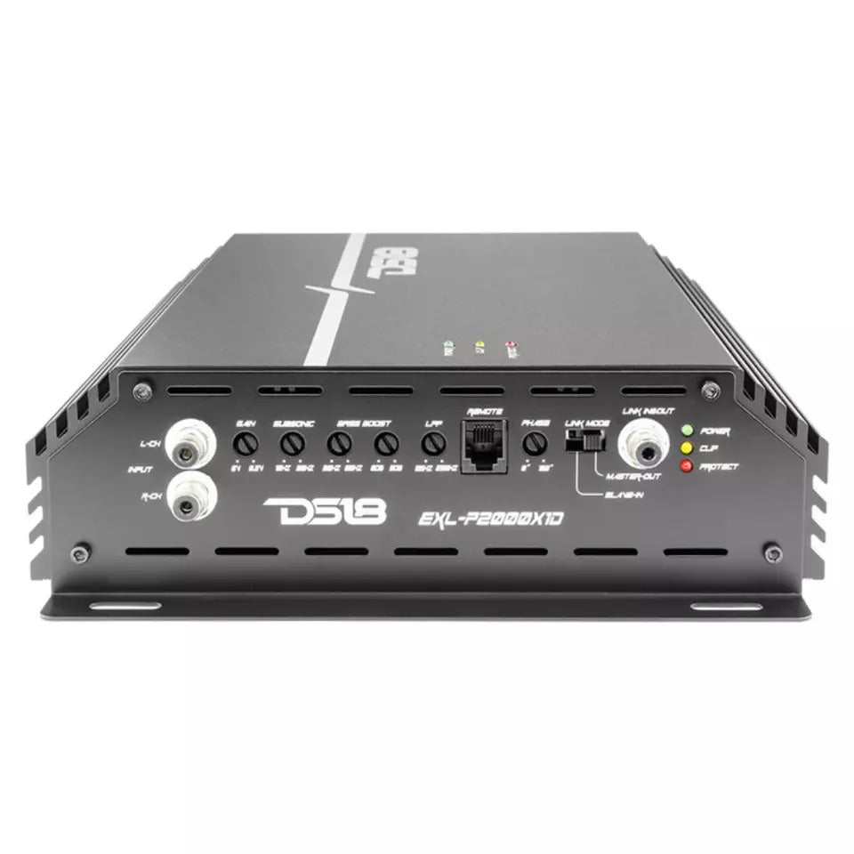 DS18 EXL-P2000X1D 1-CH Monoblock 2000W RMS @ 1-Ohm Class-D Car Audio Amplifier