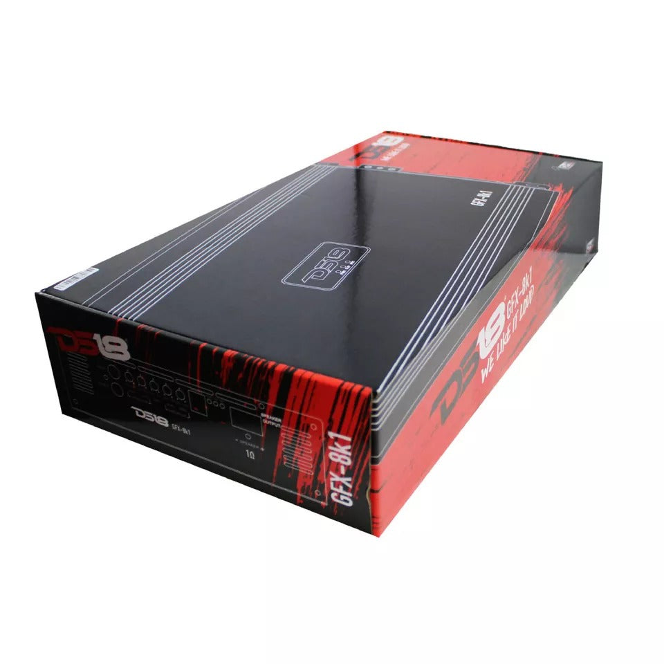 DS18 GFX-8K1 8000W 1-CH Monoblock 1 Ohm Class D Full Range Car Audio Amplifier