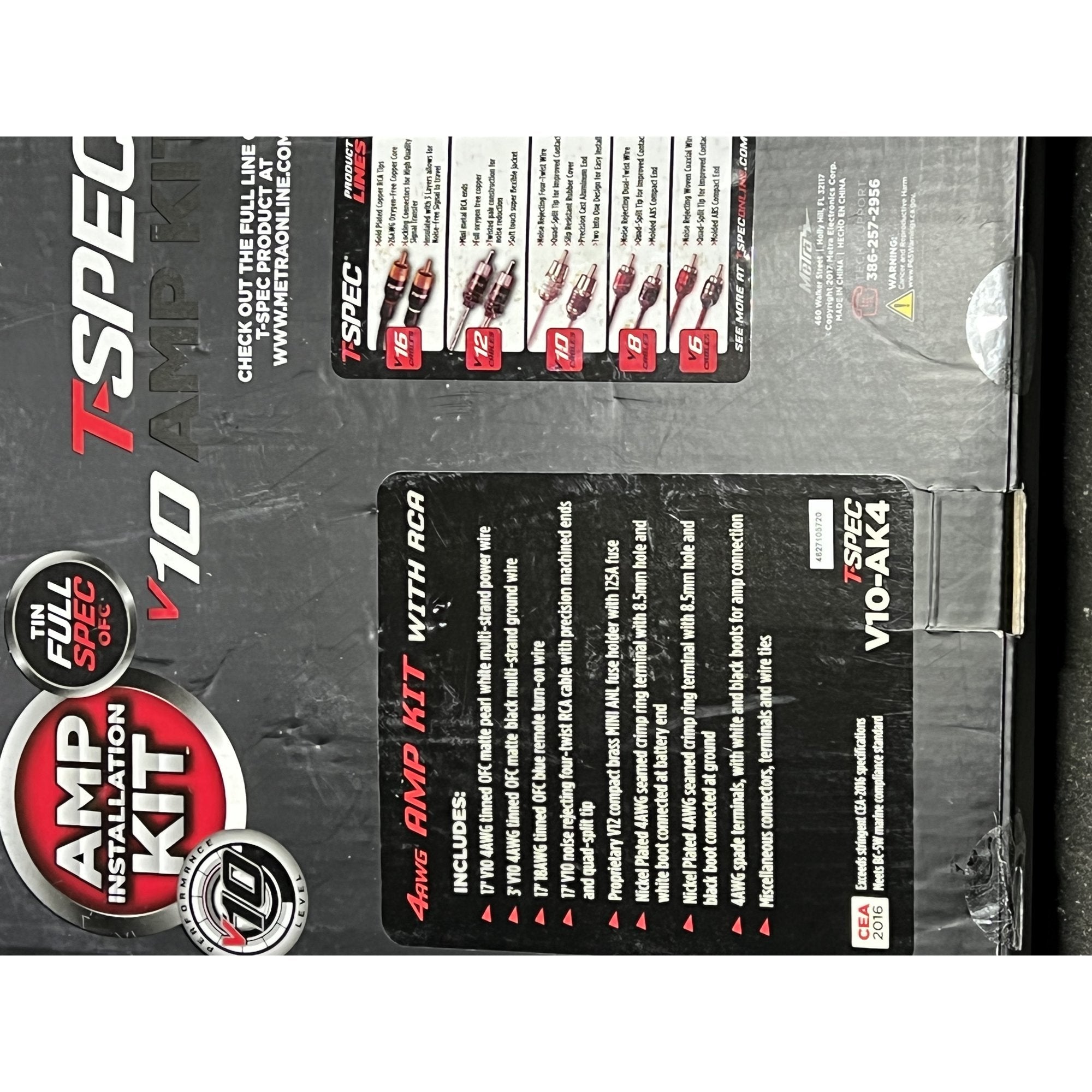 T-Spec V10-AK1 v10 1/0 AWG Amp Kit - 5200 W with RCA Cable