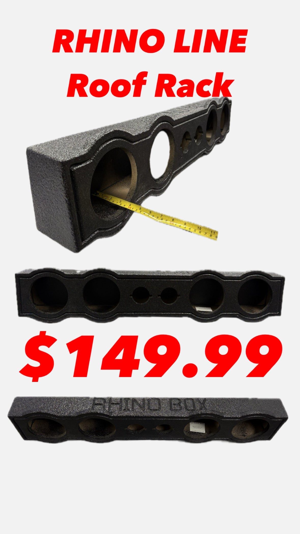 Rhino lined roof rack for indoor out door car or truck. Be heard a block away Chevy. GMC, Ford or Ram Single Cab, EXT Cab & Crew Cab Truck