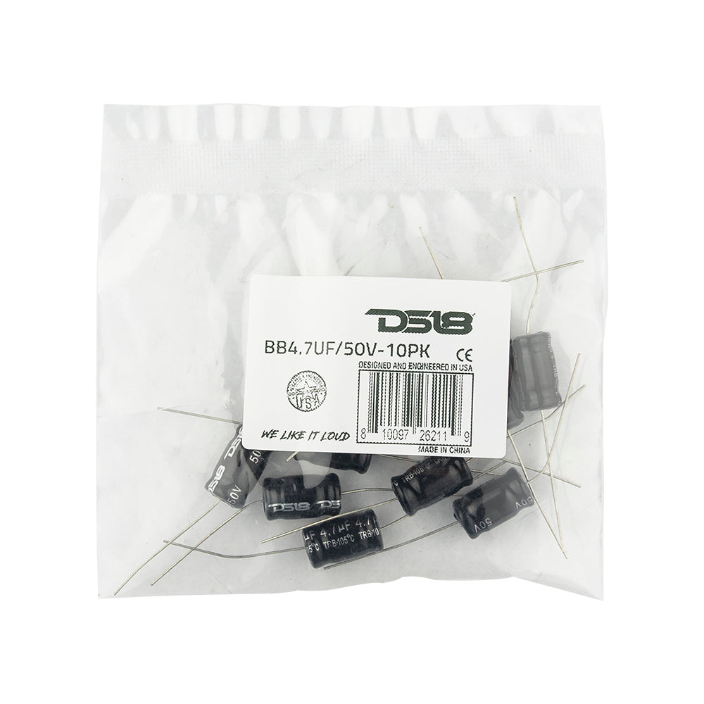 DS18 BB4.7UF/50V-10PK Bass Blocker 8.5KHz @ 4 ohms or 4.2KHz @ 8 ohms 6DB/OCT Driver 10PCK