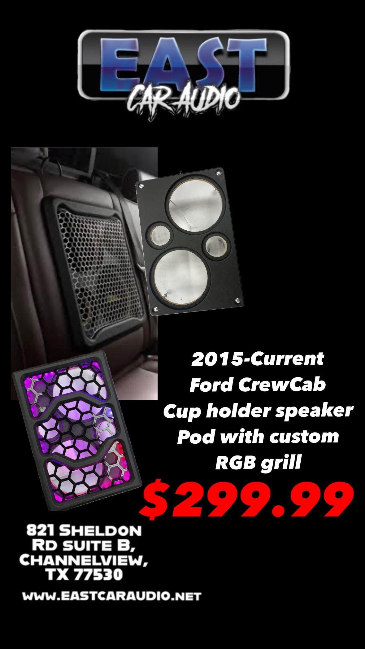 2014-2025 Chevy Silverado GMC Sierra cup holder panel speaker pod with Custom Cover plate speaker pods