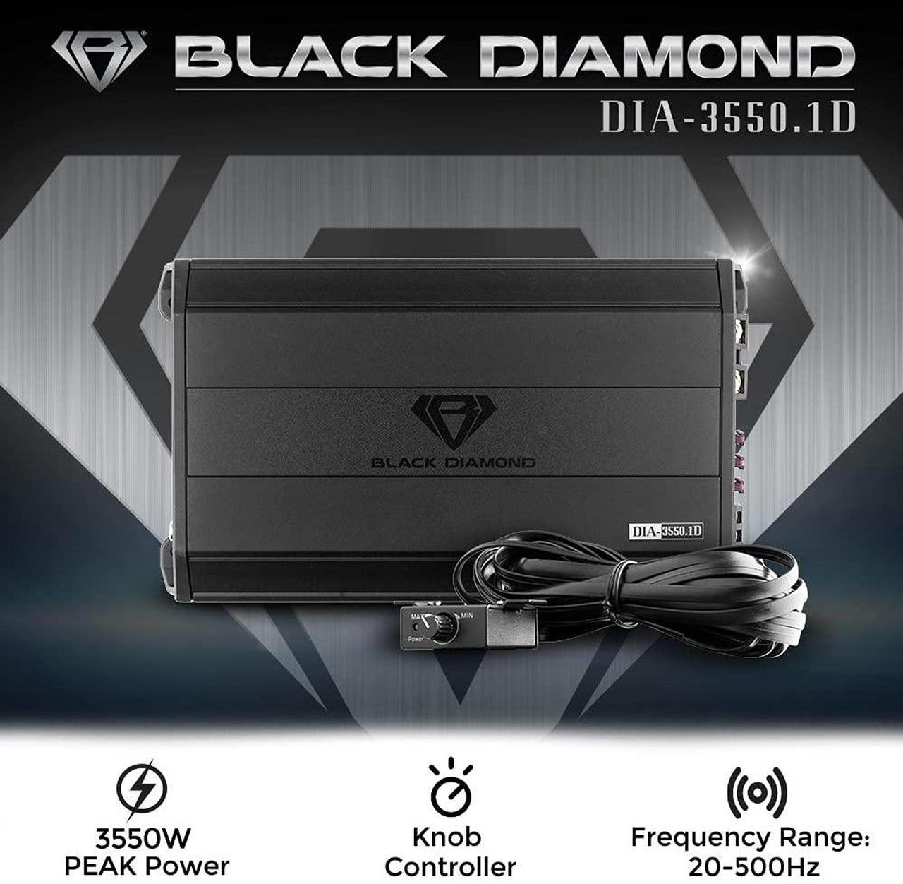 Black Diamond DIA-3550.1D Car Audio Amplifier 1 Channel, Monoblock, Class D, 3550 Watts