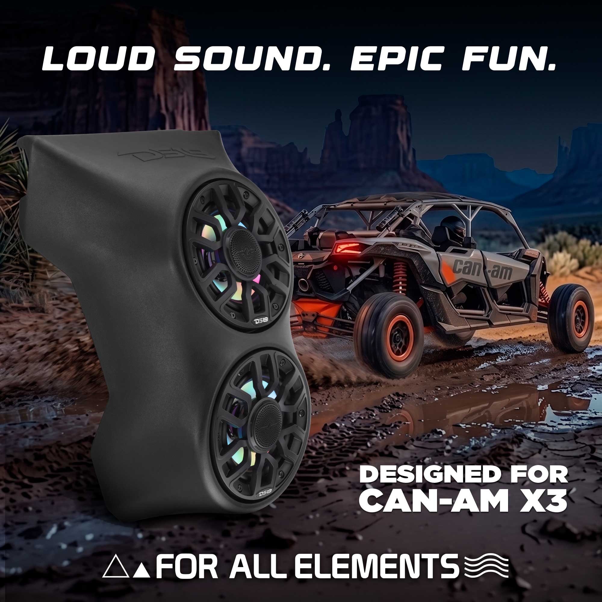 Can-Am Maverick X3 (2017-Up) Waterfall Center Console Speaker Pod Loaded with NXL-IQ 6.5