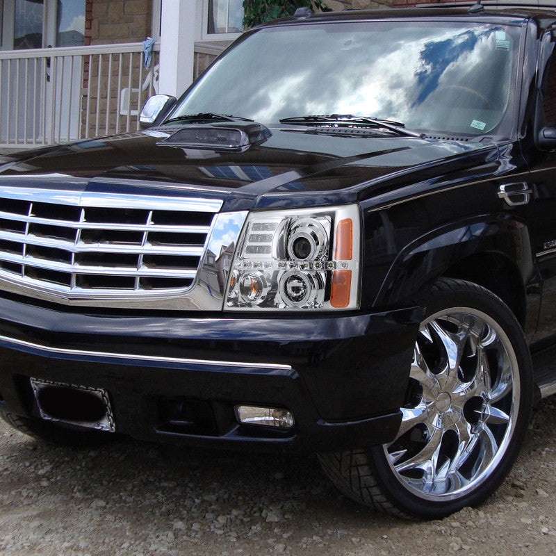 Spec-D 02-06 Cadillac Escalade Halo Projector Headlights Chrome