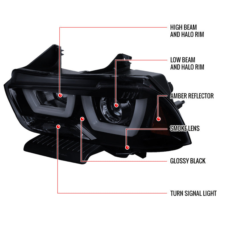 Spec-D 11-14 Charger U-Shape LED Headlights Black/Smoked