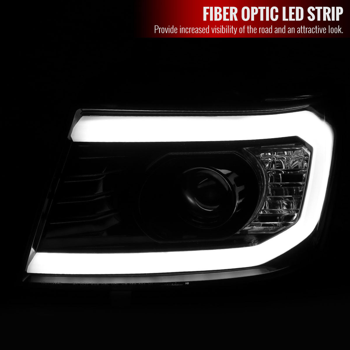 Spec-D 07-13 Chevy Avalanche Headlights LED Bar Black/Smoked