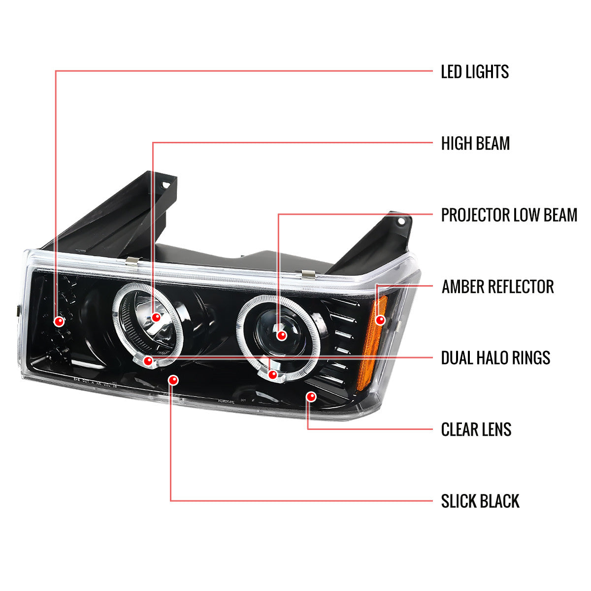 Spec-D 04-12 Chevy Colorado GMC Canyon Headlights Halo Projector Black