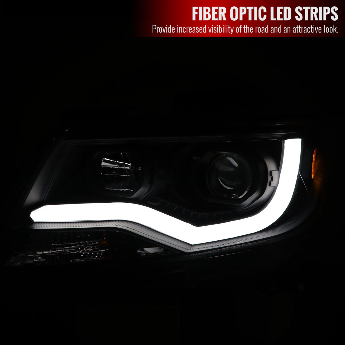 Spec-D 15-22 Chevy Colorado Headlights LED Bar Projector Black