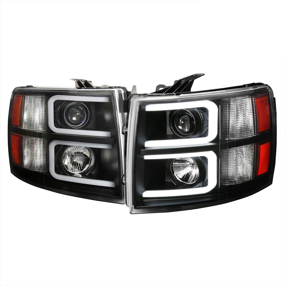 Spec-D 07-13 Chevy Silverado Pickup Projector Headlights Black