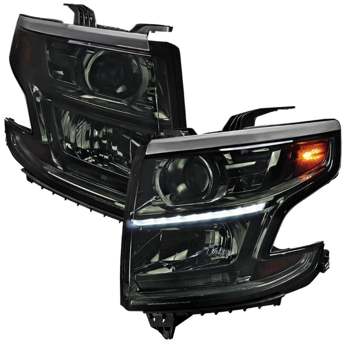 Spec-D 15-20 Chevy Tahoe Suburban Headlights LED Projector Smoked