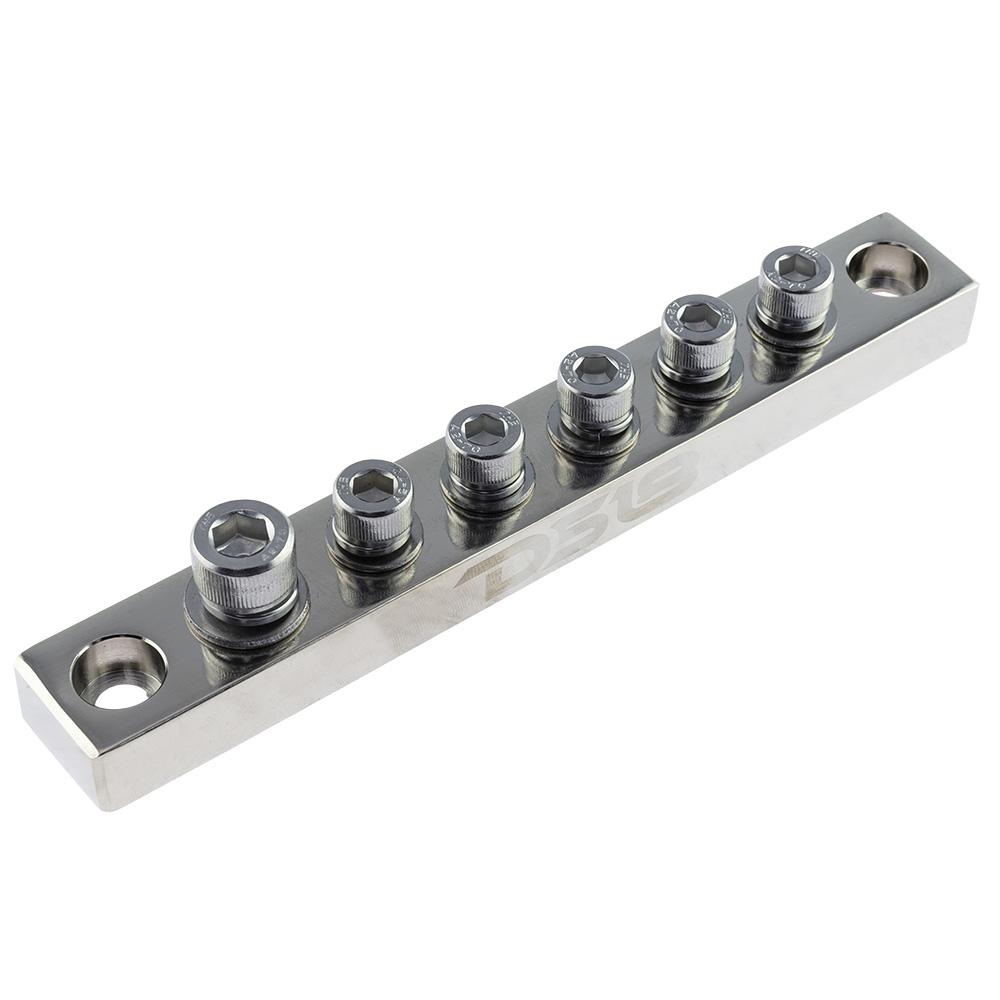 DS18 Chrome Plated Distribution Bar Block 1x 1/0-GA and 5 x 2/0-GA Screw Down Type 7