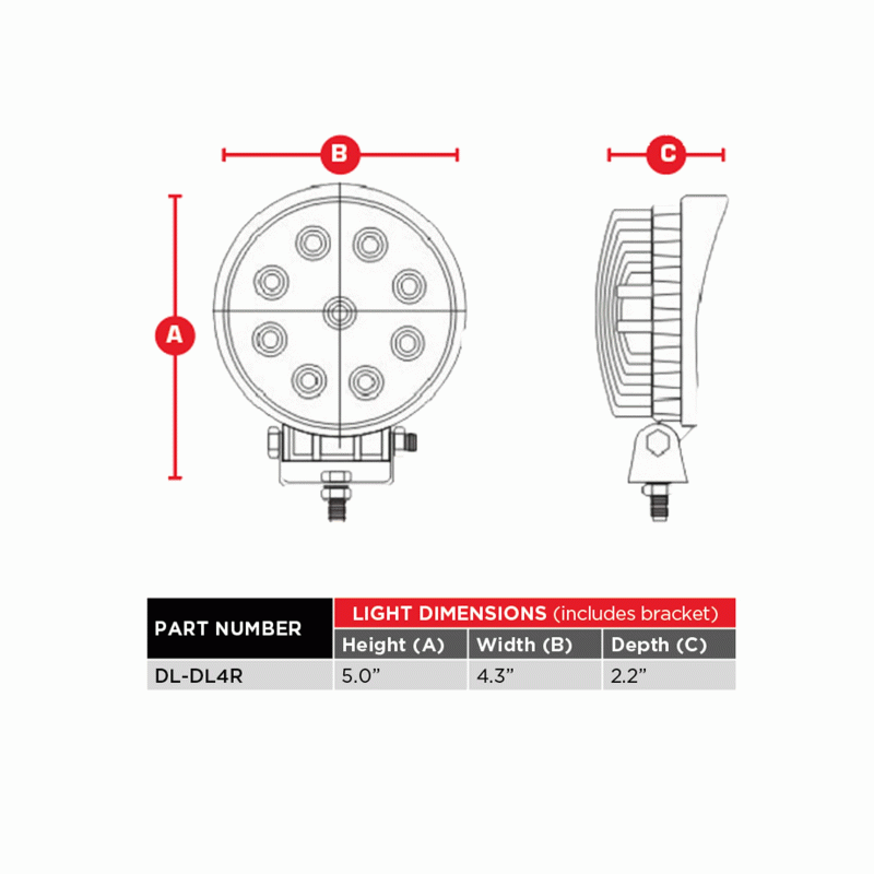 Round Driving Lights - 9 LED (2PK) - DL-DL4R