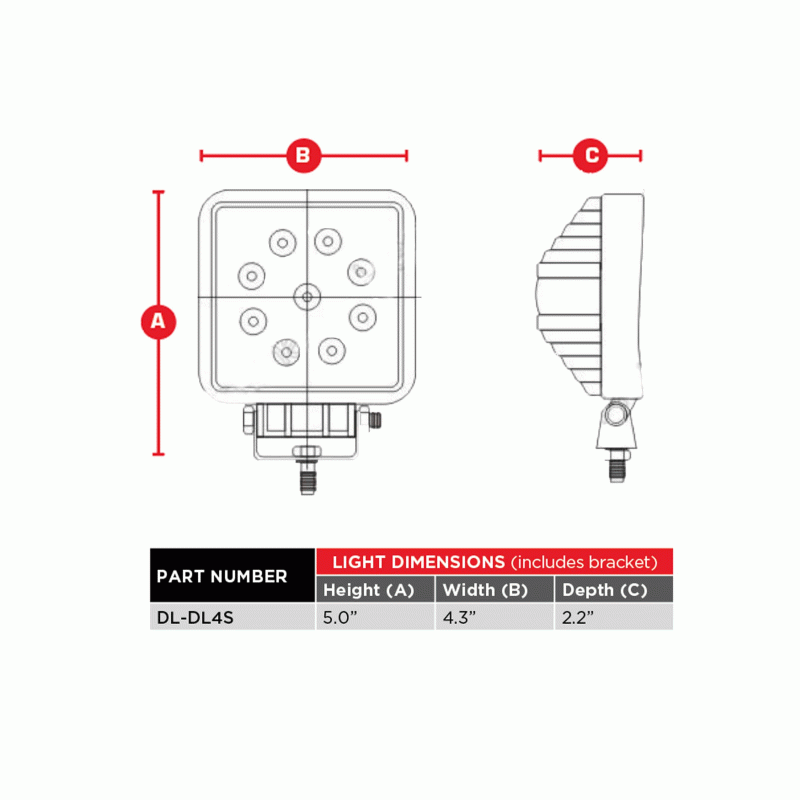 Square Driving Lights - 9 LED (2PK) - DL-DL4S
