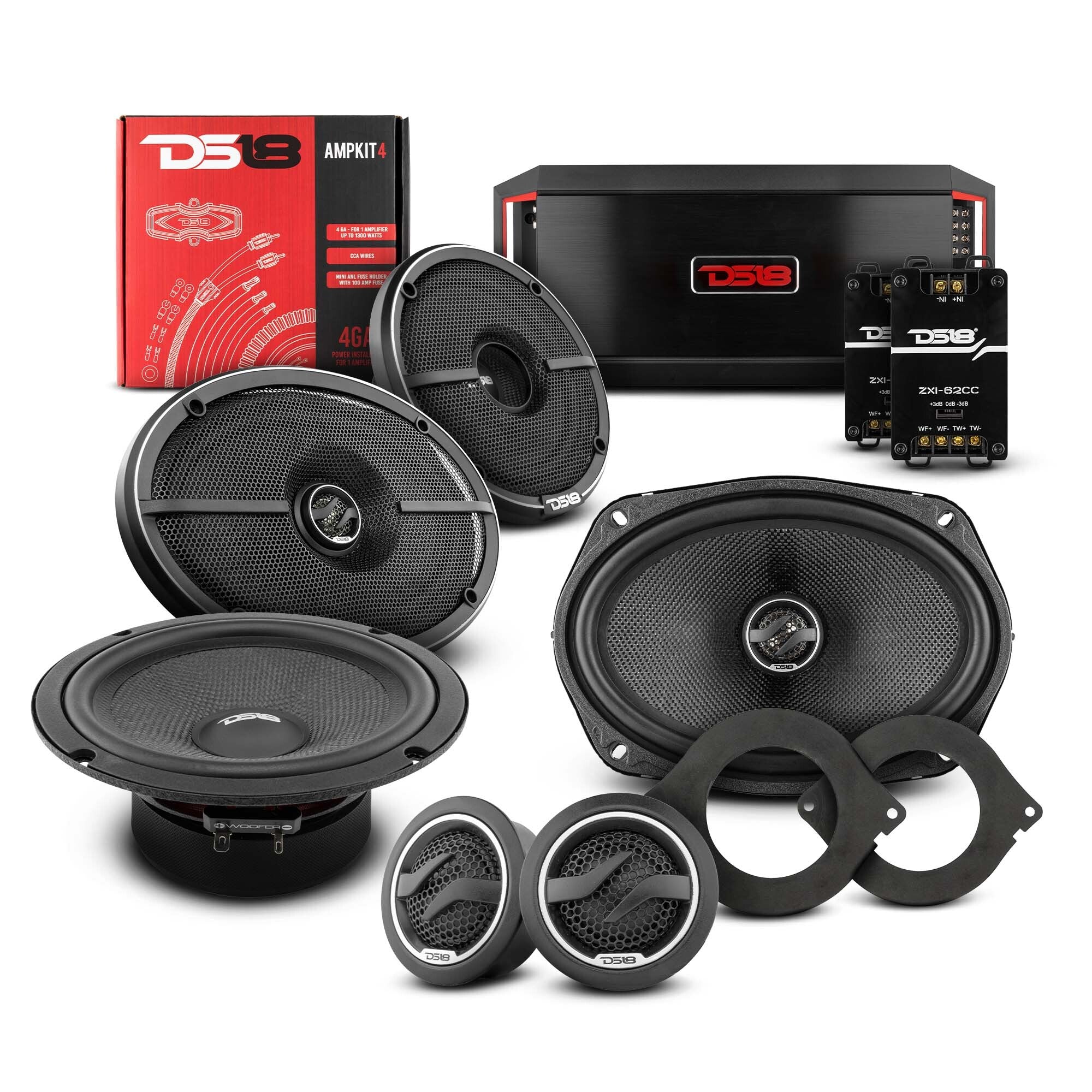 DS18 2012-2021 RAM 1500 Crew and Quad Cab Front and Back Doors Speakers Better Upgrade/Replacement Package 1600 Watts