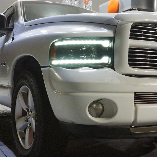 AlphaRex 02-05 Dodge Ram PRO-Series Halogen Projector Headlights Alpha-Black