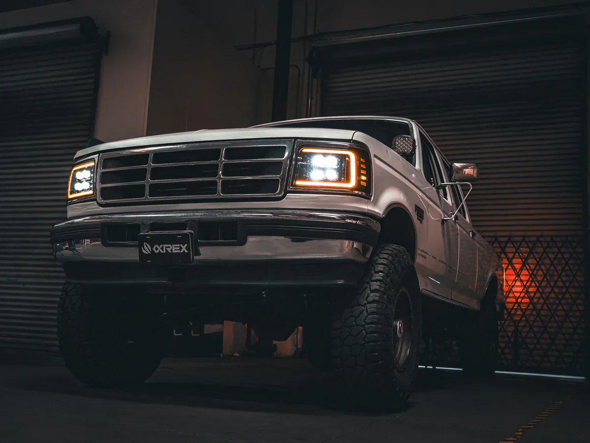 AlphaRex 92-96 Ford F-Series/Bronco NOVA-Series LED Projector Headlights Black