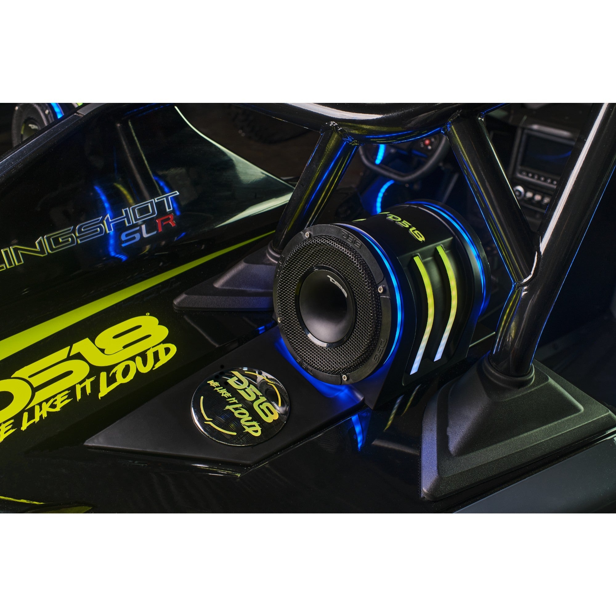 Polaris Slingshot Headrest Empty Enclosure With Digital LED Lights fits 4 x 6.5