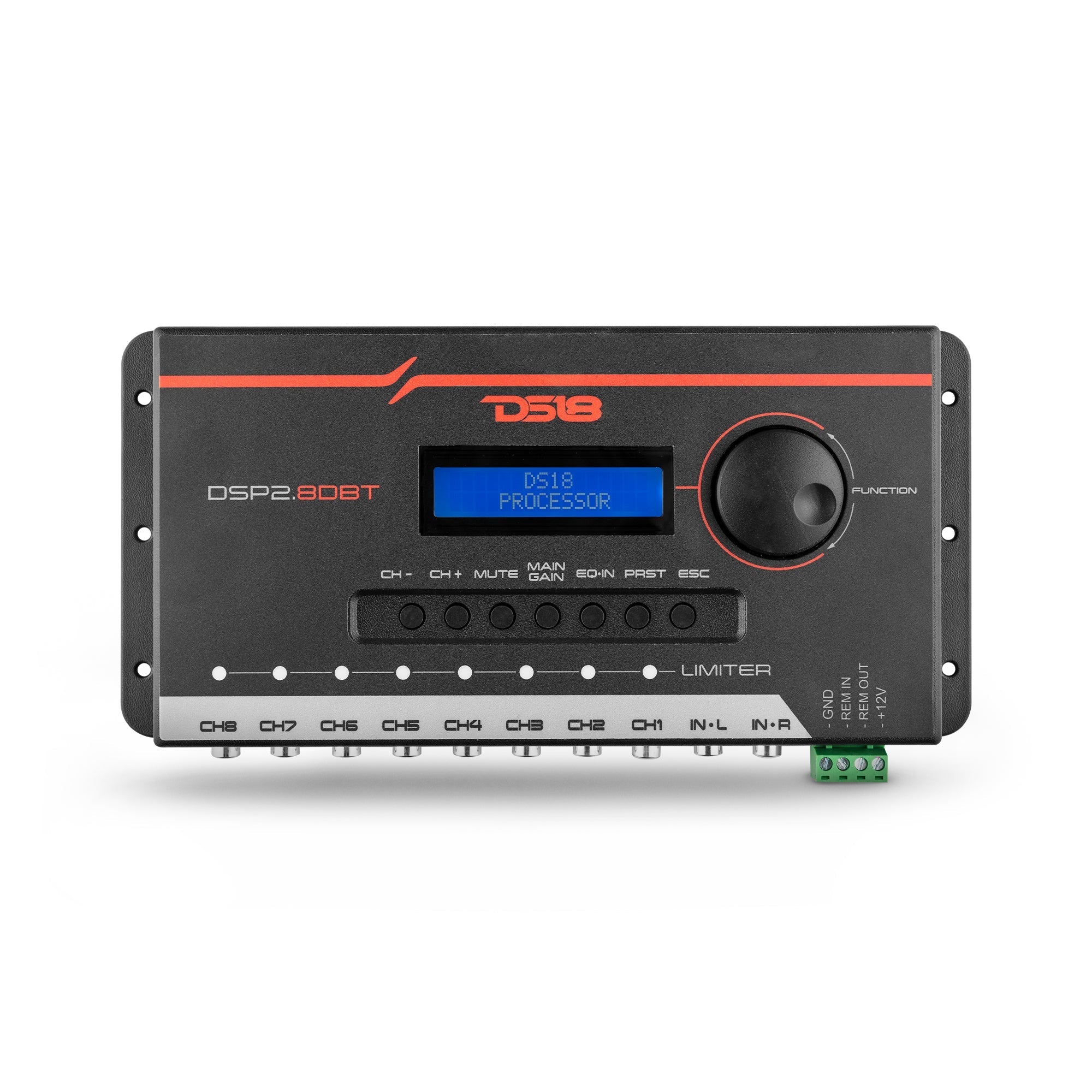 DS18 2-Channel In and 8-Channel Out Digital Sound Processor (DSP) with Bluetooth and LCD Screen