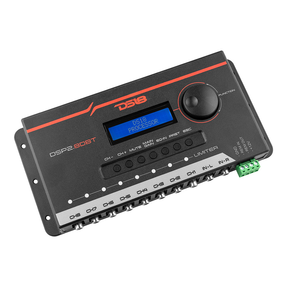 DS18 2-Channel In and 8-Channel Out Digital Sound Processor (DSP) with Bluetooth and LCD Screen